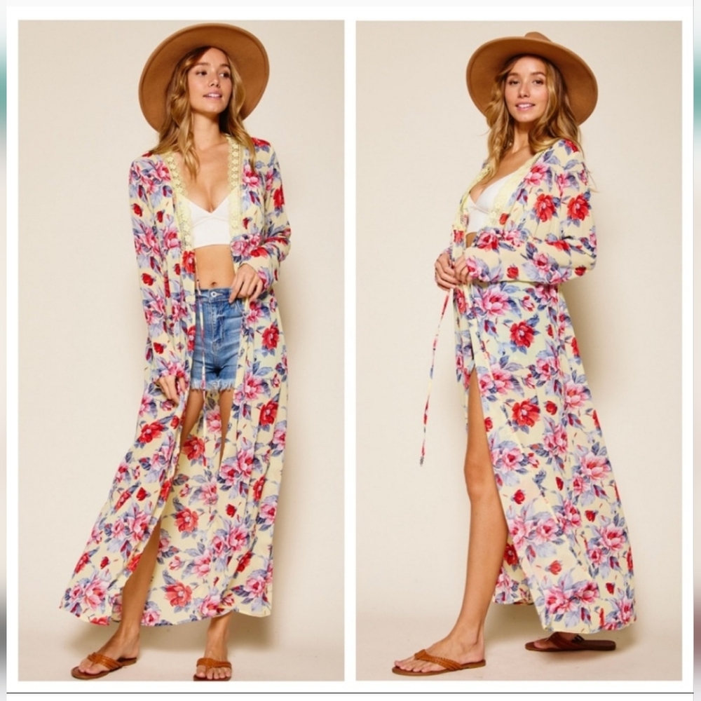 Boho Floral Kimono Duster